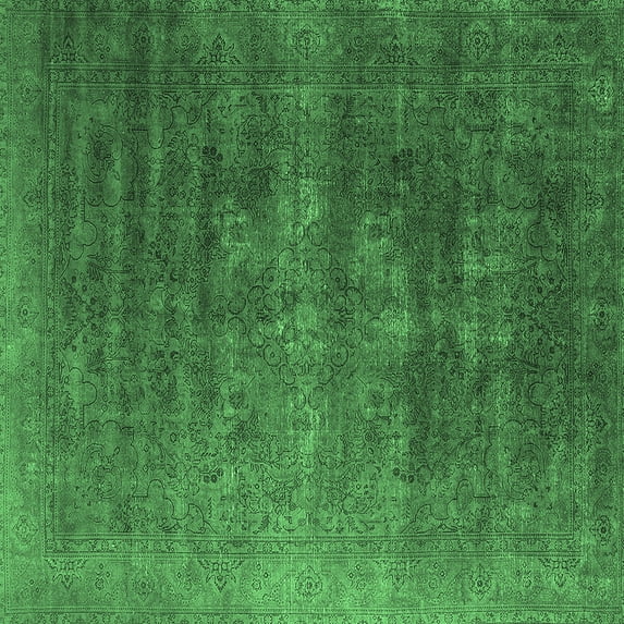 Ahgly Company Indoor Square Oriental Emerald Green Industrial Area Rugs, 5' Square