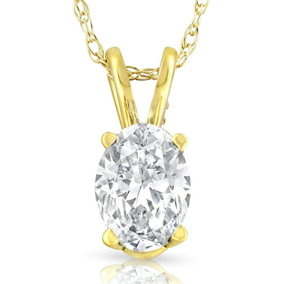 Pompeii 1/2Ct Lab Grown Oval Diamond Solitaire Pendant 14k Gold Necklace ((E),VVS2)