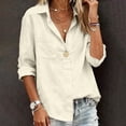 thumbnail image 3 of TGSLY Women's Button-Down Shirts Lightweight Soft Collared Solid Color Cotton Blouses Dressy Casual Roll Tab Long Sleeve Tops with Chest Pocket M, 3 of 6