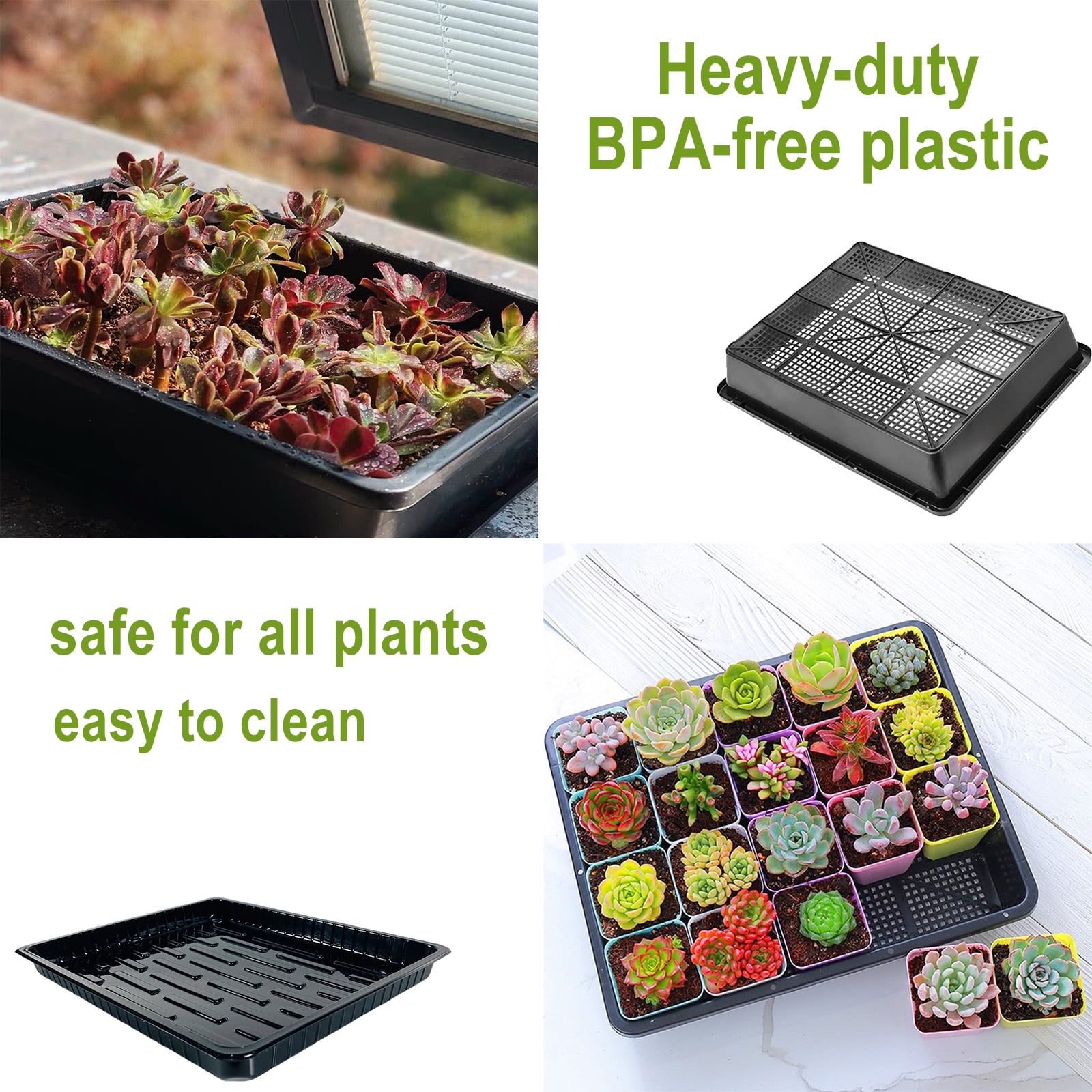 BeGrit Seed Starter Trays, 15"x12" Mesh Trays with Bases - Heavy Duty Plastic for Microgreens, Bonsai Training, Succulent Propagation (5 Packs)