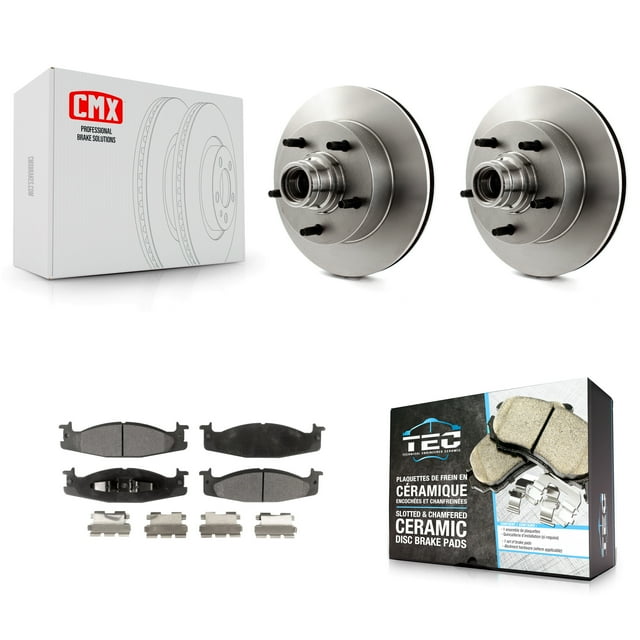 Transit Auto Front Disc Brake Rotors Hub Assembly and Ceramic Pads Kit for Car Ford E-150 Econoline Club Wagon K8T-100720