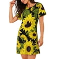 thumbnail image 2 of Balery Sunflowers In Vintage Camisón de manga corta con cuello redondo para mujer, cómodo y elegante., 2 of 6