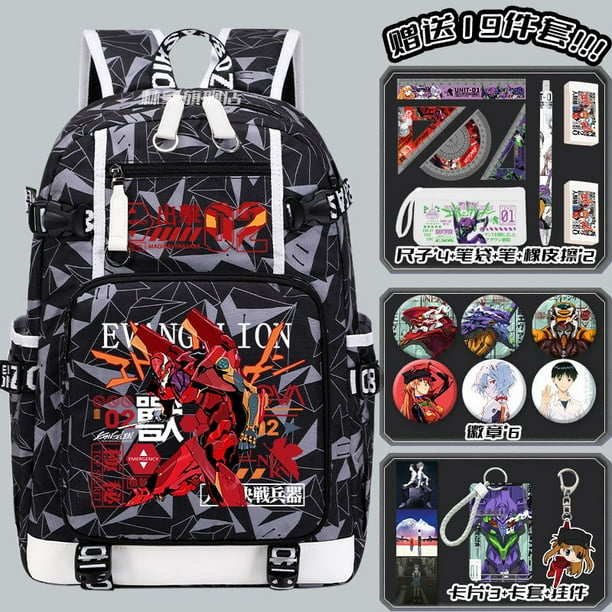 Neon Genesis Evangelion anime peripheral cartoon print mochila para estudiantes de gran capacidad con correas de hombro ensanchadas para mayor comodidad