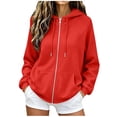 thumbnail image 3 of AnuYalue Womens Zip Up Hoodies Trendy Casual Long Sleeve Zipper Sweatshirts Fall Winter Track Jackets with Pockets, 3 of 7
