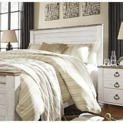 Ashley Furniture Willowton Queen Panel Bed with Footboard and Headboard, Whitewash