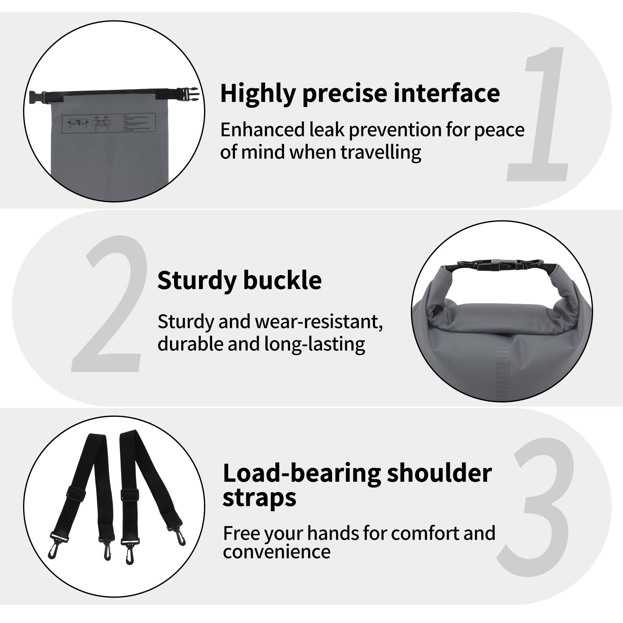 Unique Bargains Durable Waterproof Dry Bag Grey Pattern 3