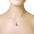 thumbnail image 3 of 925 Sterling Silver Blue Turquoise-Tone Simulated Opal Flower Floral Womens Pendant Necklace, 3 of 4