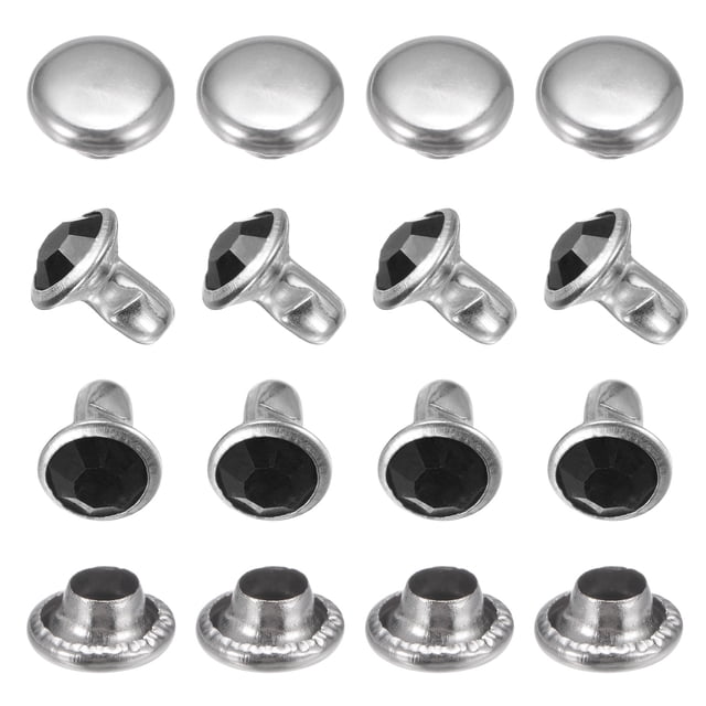 Remaches de cristal transparente Uxcell de 0.24 pulgadas 50 piezas remaches de cristal para manualidades DIY tachuelas negras para ropa