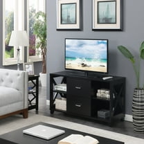 Convenience Concepts Oxford Deluxe 47" TV Stand with Two Drawers in Black Wood