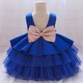 thumbnail image 5 of Zwiiyzr Toddler Girls Net Yarn Embroidery Rhinestone Bowknot Birthday Party Gown Long Dresses Headband Suit Baby Clothes Blue 4-5 Years, 5 of 8