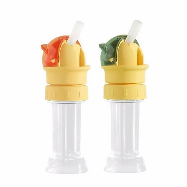 Advancent Tapa de conversión de manguera de silicona portátil, 2 piezas, para botellas estilo gatito, viene con almacenamiento de pajita Teteras
