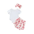 thumbnail image 3 of xiaxaixu Letter  Cow Pattern Short Sleeve Romper + Shorts + Headband, 3 of 10