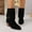 Black, variant on Women's Ankle Boots Pointed Toe Chunky Heel Boots for Women Turn Up Two Way Style Casual Comfortable Black 41