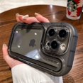 thumbnail image 1 of Luxury Shockproof Transparent Phone Case For iPhone 14 13 12 16 Pro Max 14Plus X XS XR Thick Soft Silicone Bumper Clear Cover BLACK For iPhone XR, 1 of 5