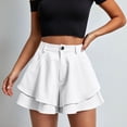thumbnail image 2 of Hurxie Women's Casual Elastic High Waisted Wide Leg Flowy Shorts Pleated Dressy Summer Shorts White,S, 2 of 7