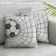 thumbnail image 3 of Nawypu Soccer Throw Pillow Cushion Cover, Soccer Ball in Net Goaly Position Sports Competition Hand Drawn Style, Decorative Square Accent Pillow Case,White Black, 3 of 5