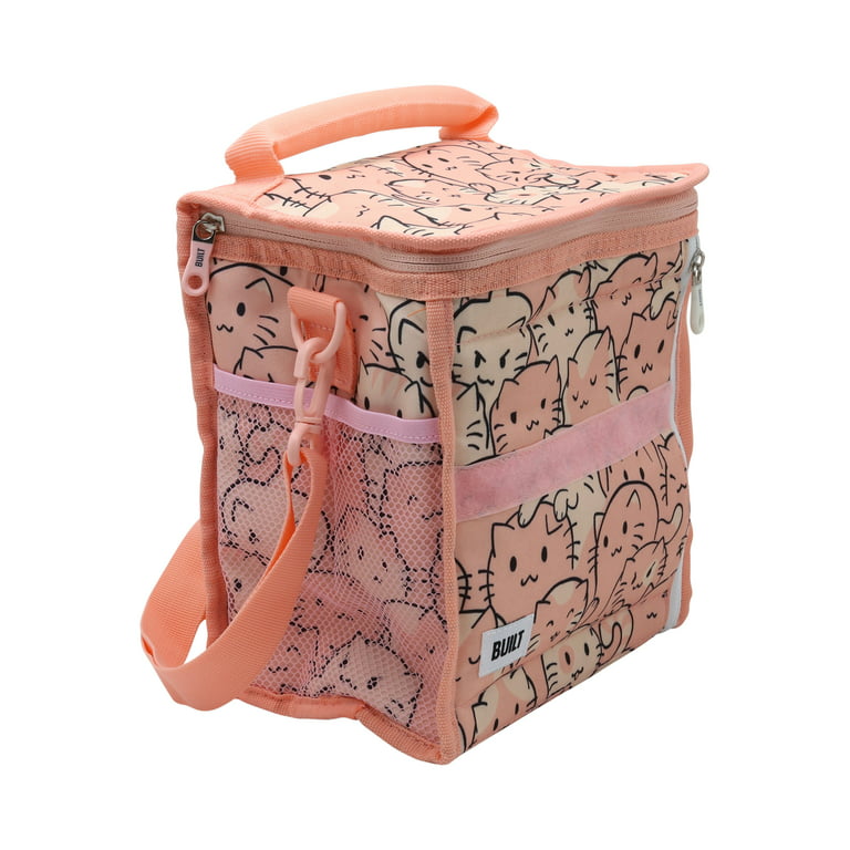 Built Icehouse Gel Cube Insulating Lunch Bag in Pink Cat Pattern 