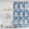 thumbnail image 5 of 54x78 Inch Shower Curtain Decorative Summer Marine Life Bathtub Bath Curtains Fabric Waterproof Bathroom Decor, Nautical Coastal Sand Dollars Retro Blue Small Stall Shower Curtain Set with 12 Hooks, 5 of 6