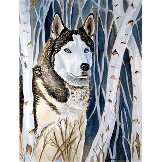 11 x 15 Po. Drapeau de Taille de Jardin Husky Sibérien