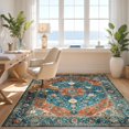thumbnail image 3 of Design&I 4'x6' Ultra Soft Area Rug, Oriental Vintage Medallion With Distressed Boho Floral Border Detail None Fluffy Washable Non Shedding for Bedroom Living Room Home Office, 3 of 7