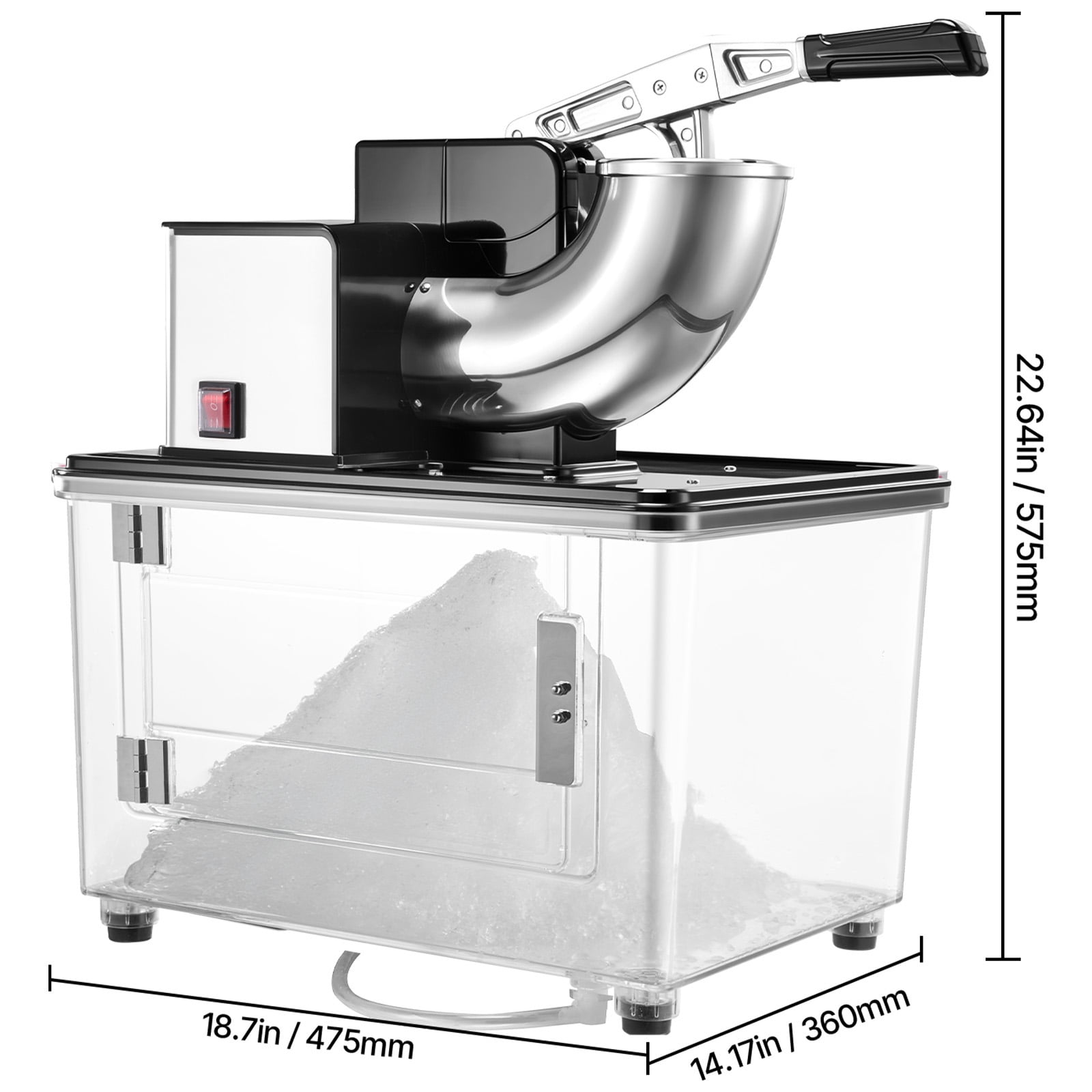 KFFKFF Commercial Ice Crusher 661LBS/H, 350W Electric Snow Cone Machine with 4 Blades, 2000RPM Stainless Steel Shaved Ice Maker with 11 Gal Ice Storage, Ideal for Homes, Restaurants, and Bars, Black