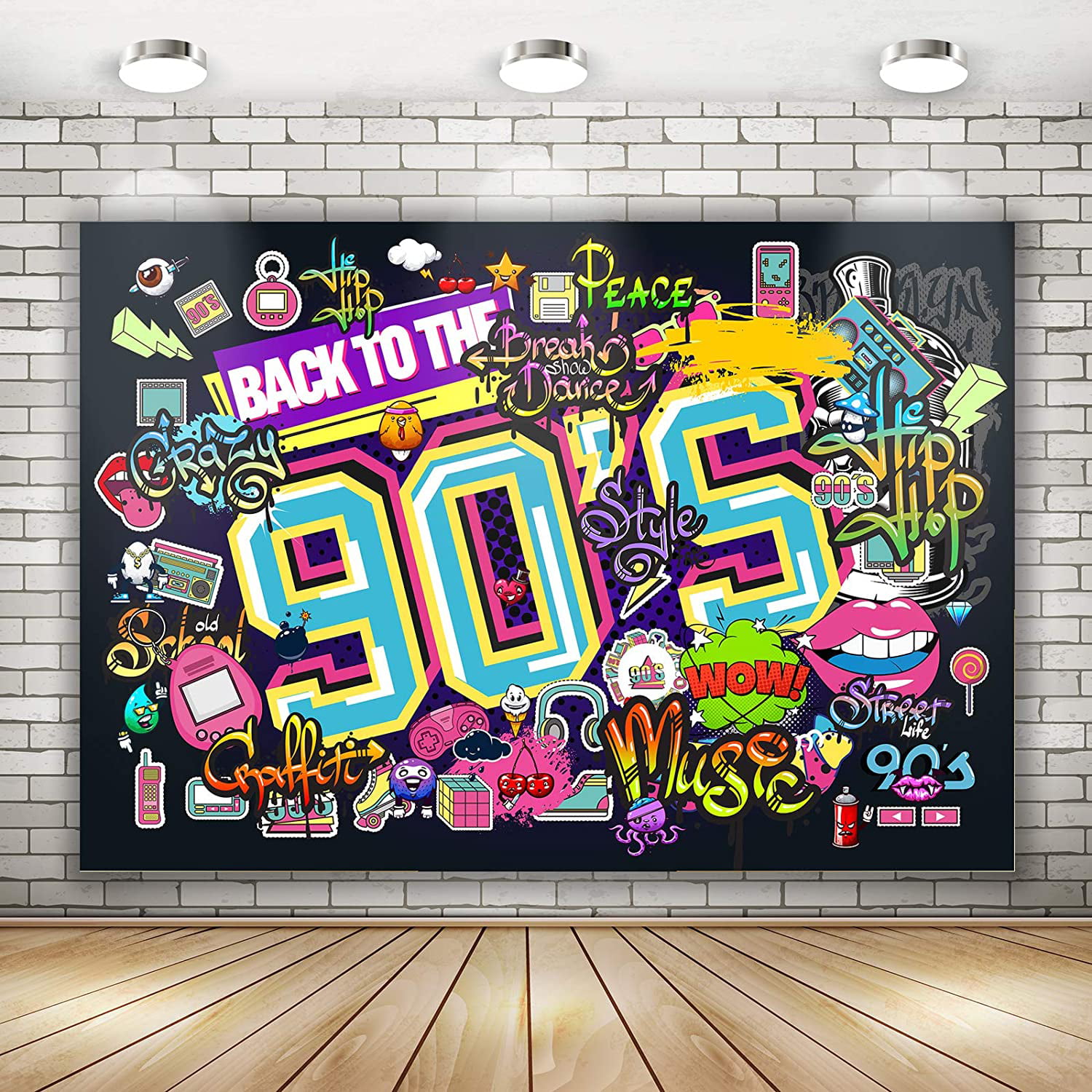 I LOVE THE 90/'S CUTOUT WALL LARGE PARTY DECORATION 2 PACK