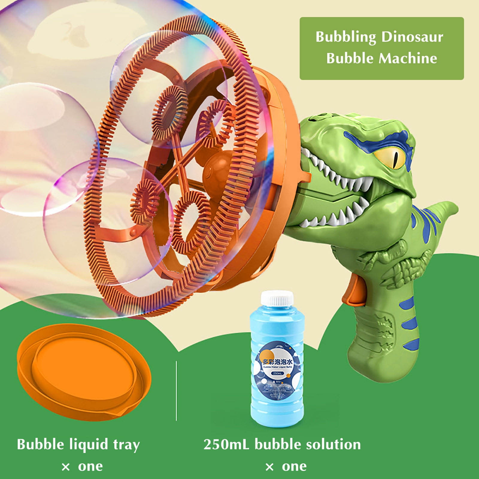 Yannianjz under $5 Dinosaur Bubble Machine, Big Medium Bubble Machine Semi-automatic Dinosaur Machine,KidsBubble BlowerToywith 250ml Bubble Solution, Automatic Bubble Maker for Parties