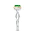 thumbnail image 3 of ANGARA Lab Grown Oval Emerald Twisted Vine Ring with Diamond Halo for Women in 14K White & Yellow Gold (Size-7x5mm) | May Birthstone, Anniversary, Jewelry Gift for Women | Lab-Grown Emerald Ring, 3 of 7