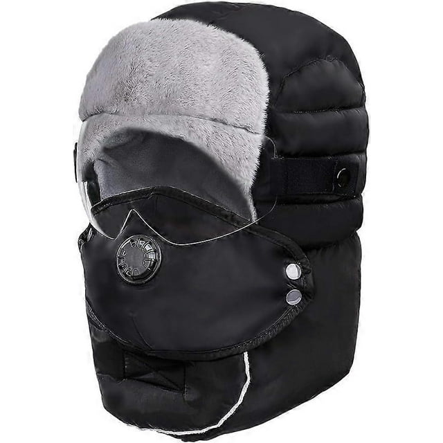 Sombreros de bombardero, sombrero de caza, gorro de invierno con orejeras, trampero con protector facial y gafas protectoras para actividades al aire libre, unisex.