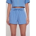 thumbnail image 2 of Women's Nylon Varsity Stripe Drawstring Waist Shorts, 2 of 3