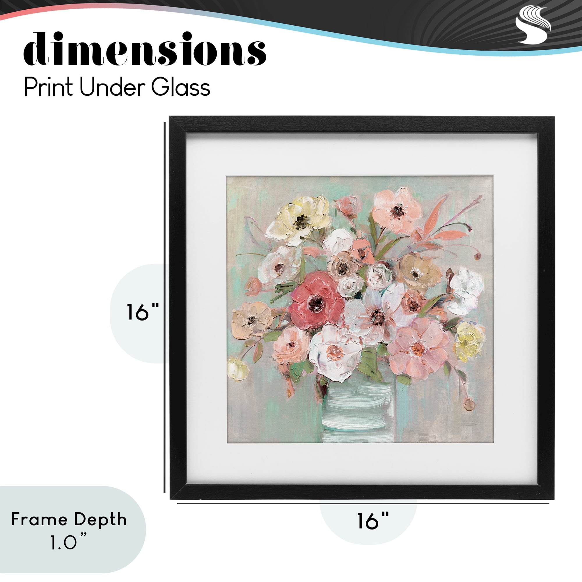 Stupell Industries Pastel Garden Peony Bouquet Black Framed Print Under Glass, design by Sally Swatland