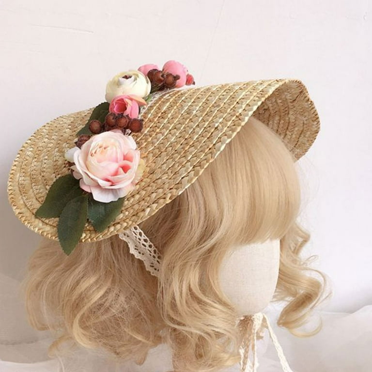 TwhqxjCN Handmade Women 1800s Victorian Wedding Tea Party Bonnet