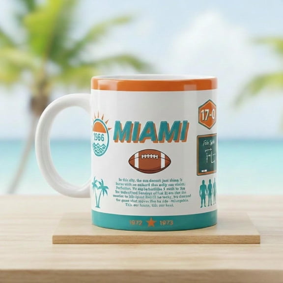Vintage Art Ceramic Mug - 11oz  City Landmark Souvenir Gift - Miami Football