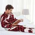 thumbnail image 4 of Salouo Christmas Buffalo Plaid Print Button-Front Long Sleeve Pajama Set for Men, Soft 2Pjs Men's Long Sleeve Sleepwear -Large, 4 of 7