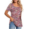 thumbnail image 1 of Camisetas informales de verano para mujer, cuello cuadrado, manga corta, túnica, blusas sueltas y cómodas OAVQHLG3B Store  lin121212, 1 of 4