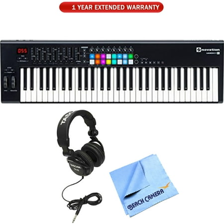 Novation Launchkey 61 USB Keyboard Controller for Ableton Live, 61-Note MK2 Version (AMS-LAUNCHKEY-61-MK2) with 1 Year Extended Warranty, Professional Headphones & 1 Piece Micro Fiber