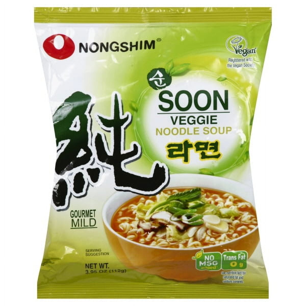 (4 pack) Nongshim Gourmet Mild Soon Veggie Noodle Soup, 3.95 oz