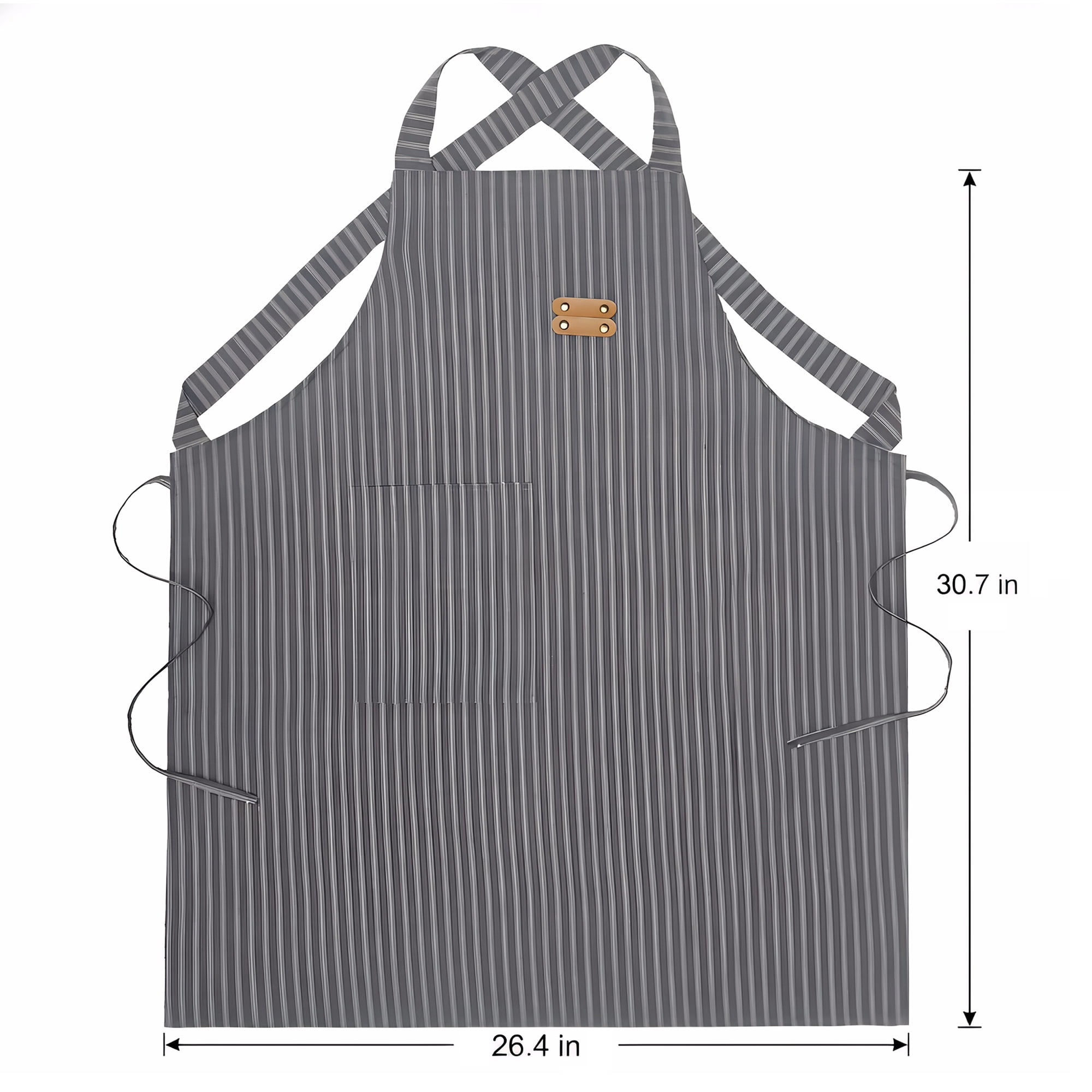 Unique Bargains Durable Polyester Kitchen Apron with Pockets for Cooking 26.4x30.7in Gray