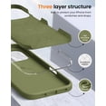 thumbnail image 3 of KOMI Designed for iPhone 16 Pro Shockproof Liquid Silicone Protective Phone Case, Olive Green, 3 of 5