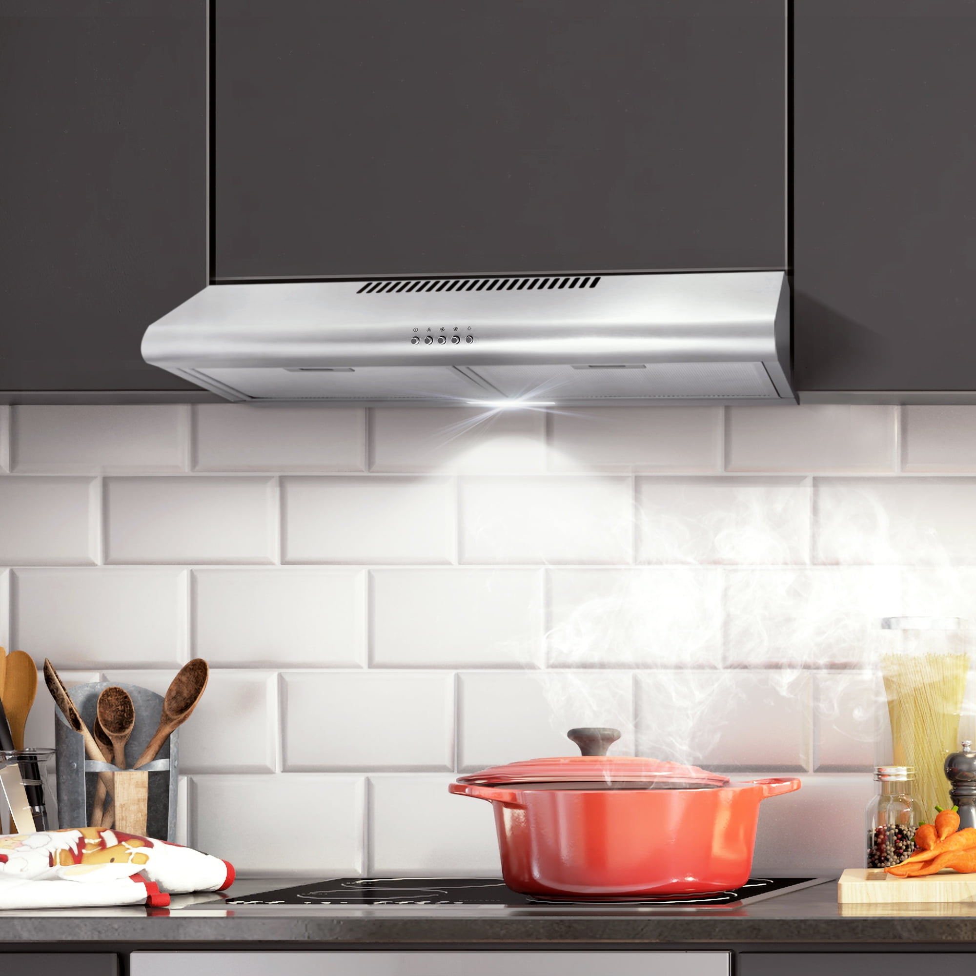 Cosmo UC30 30-Inch Under-Cabinet Range Hood and Over Stove Vent Light,  Silver 