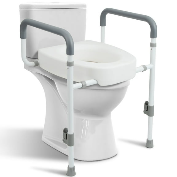YrHeiper Toilet Seat Risers for Seniors - Raised Toilet Seat with Handles Over Toilet - Elevated Toilet Seat for Handicap & Elderly, Adds 3.5 Inches Height, Assists Standing & Sitting