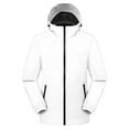 thumbnail image 3 of Duoif Rain Jacket Women, Women's Thin Charge Jacket Overcoat Cardigan Standing Collar Jacket Travel Camping Jackets for Women White L, 3 of 5