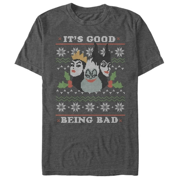 Men's Disney Princesses Christmas Being Bad Graphic Tee Charcoal Heather Large