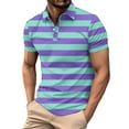 thumbnail image 2 of QATAINLAV Mens Polos T Shirts Casual Oversized Short Sleeve Button Lapel Golf Tee Shirt Fashion Stripe Vacation Beach Tops Green L Todays Sales, 2 of 5