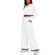 thumbnail image 4 of Conjuntos de dos piezas ATHLECHIC para mujeres, sudadera recortada de punto acanalado con medio botón y pantalones de pierna ancha, conjuntos de lounge casuales XL en blanco y negro, 4 of 4