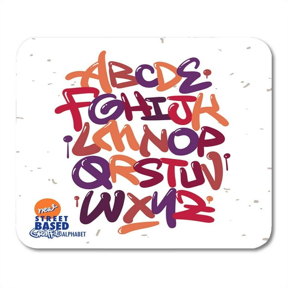 NUDECOR Rap Black Alphabet Hnadmade Street and Pattern Graffiti ABC Mousepad Mouse Pad Mouse Mat 9x10 inch