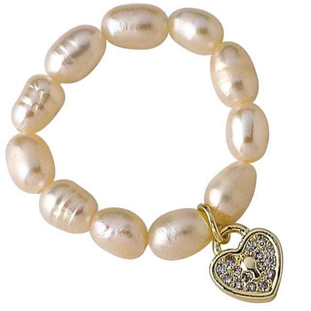 Bangcool Faux Pearl Ring Simple Fashion Rhinestone Knuckle Ring Finger Ring for Girls