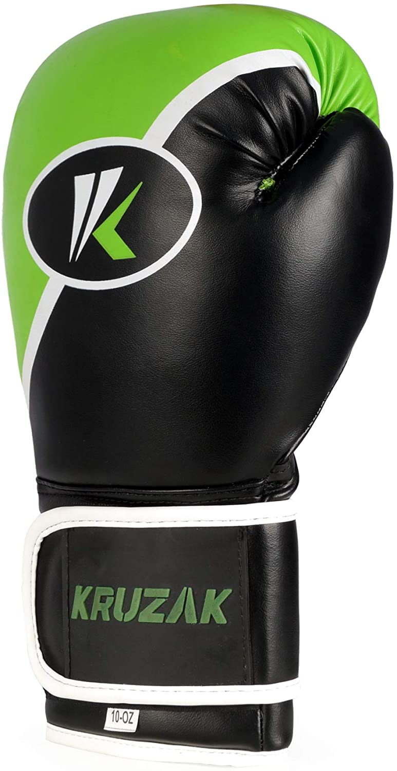 Kruzak Two-Tone Focus Mitts and Boxing Gloves Set for Kickboxing and Muay Thai MMA Training| Focus Pads + Training Gloves | Fitness Kit for Martial Arts and Karate (Black/Green, 12 oz)