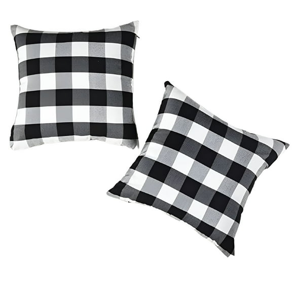 AUQ Black and White Buffalo Plaid Pillow Covers 18x18 Set of 2 Black Check Plaid Outdoor Pillow Covers 18x18 Black Throw Pillows for Farmhouse