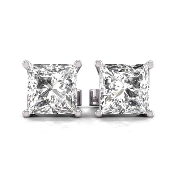 14KT WG 2ct TW LGD Princess Earring